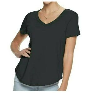 Black V-Neck T-Shirt Juniors Size Small Luxe Top Super Soft Drape JJ2057